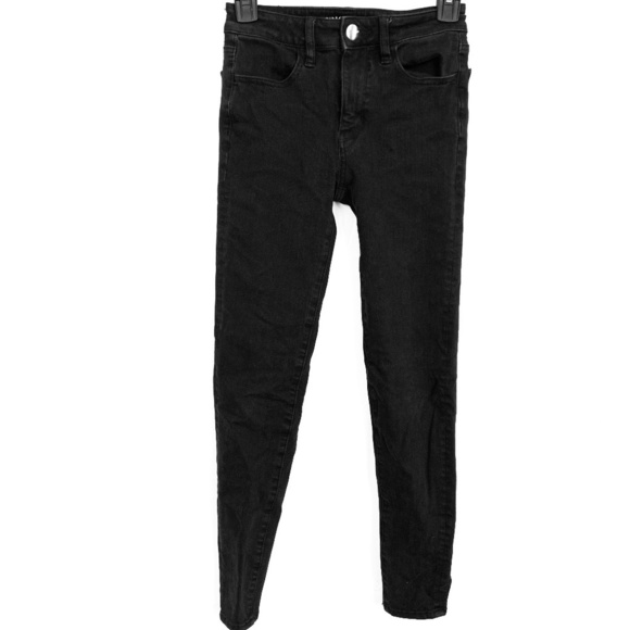 American Eagle HI-RISE JEGGING Black Jeans sz 00 S - Picture 1 of 16